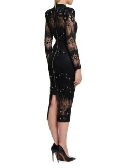 L'Artiste Embellished Midi-Dress -Cheap Clothing Store 0400018423371 BLACK A2