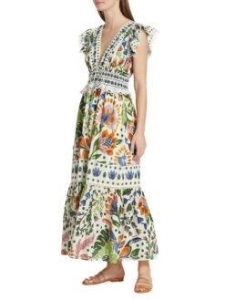 Farm Rio Summer Garden V-Neck Maxi Dress 12 Farm Rio Summer Garden V-Neck Maxi Dress -Cheap Clothing Store 0400018467745 SUMMERGARDEN A2