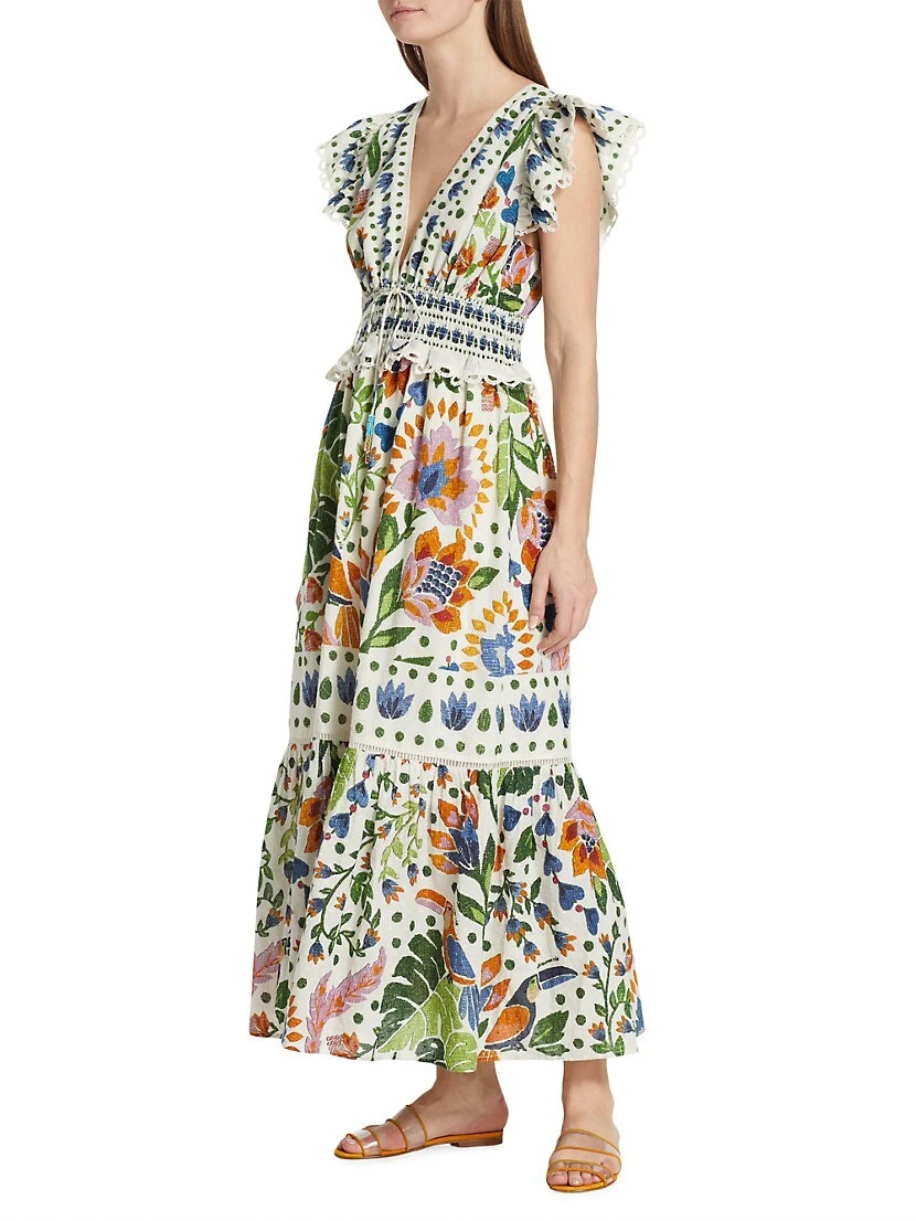Farm Rio Summer Garden V-Neck Maxi Dress 6 Farm Rio Summer Garden V-Neck Maxi Dress - Image 4