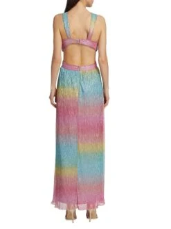 Metallic Rainbow Cut-Out Gown -Cheap Clothing Store 0400018497554 MULTI A3