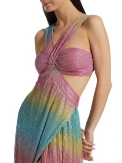 Metallic Rainbow Cut-Out Gown -Cheap Clothing Store 0400018497554 MULTI A5