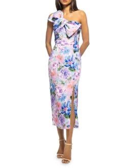 Ariella Floral Bow Midi-Dress 7 Ariella Floral Bow Midi-Dress -Cheap Clothing Store 0400018500814 LAVENDERMULTI ASTL