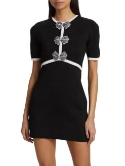 Rebecca Vallance Ella Bow-Embellished Minidress 11 Rebecca Vallance Ella Bow-Embellished Minidress -Cheap Clothing Store 0400018675552 BLACK A1