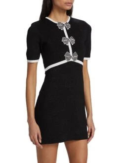 Rebecca Vallance Ella Bow-Embellished Minidress 12 Rebecca Vallance Ella Bow-Embellished Minidress -Cheap Clothing Store 0400018675552 BLACK A2