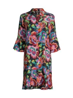 Johnny Was Calanthe Flounce Silk Shirtdress