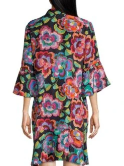 Johnny Was Calanthe Flounce Silk Shirtdress -Cheap Clothing Store 0400018690921 MULTI A3