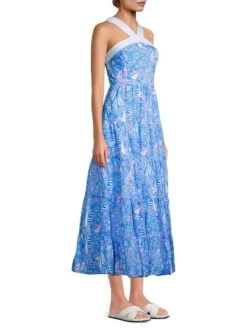 Jenette Cotton Halterneck Midi-Dress -Cheap Clothing Store 0400018866838 MULTI A2