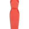 Signature Algeny Fitted Midi-Dress -Cheap Clothing Store 0400018913008 CORAL