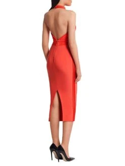 Signature Algeny Fitted Midi-Dress -Cheap Clothing Store 0400018913008 CORAL A2