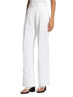 Helmut Lang Linen-Blend Pleated Trousers -Cheap Clothing Store 0400018949477 OPTICWHITE A2