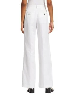 Helmut Lang Linen-Blend Pleated Trousers -Cheap Clothing Store 0400018949477 OPTICWHITE A3
