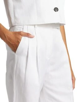 Helmut Lang Linen-Blend Pleated Trousers -Cheap Clothing Store 0400018949477 OPTICWHITE A5