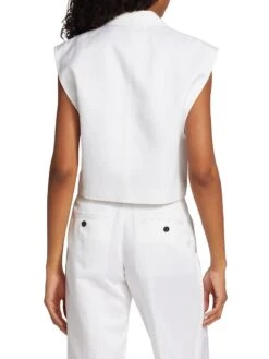 Helmut Lang Linen-Blend Cropped Vest -Cheap Clothing Store 0400018949521 OPTICWHITE A3