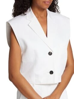 Helmut Lang Linen-Blend Cropped Vest -Cheap Clothing Store 0400018949521 OPTICWHITE A5