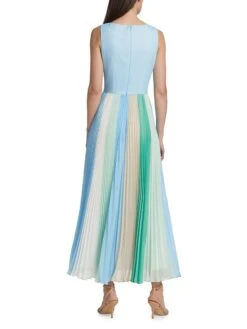 Badgley Mischka Pleated Stripe Surplice Midi-Dress -Cheap Clothing Store 0400018953796 MINTMULTI A3
