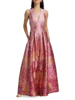 Brooke Printed Mikado Gown 11 Brooke Printed Mikado Gown -Cheap Clothing Store 0400018965982 LIGHTSUNSETHYDRANGEA A1