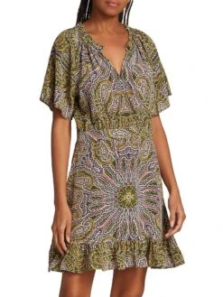 Cleo Silk Minidress 15 Cleo Silk Minidress -Cheap Clothing Store 0400018976412 MEDALLIONMULTISPRUCE A4