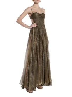 Allar Metallic Strappy-Back Gown -Cheap Clothing Store 0400019024970 OBSIDIAN A2