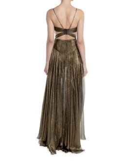 Allar Metallic Strappy-Back Gown -Cheap Clothing Store 0400019024970 OBSIDIAN A3