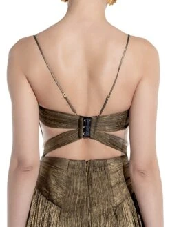 Allar Metallic Strappy-Back Gown -Cheap Clothing Store 0400019024970 OBSIDIAN A4
