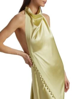 Sasha Satin Button-Detail Gown -Cheap Clothing Store 0400019124121 HONEYDEW A5