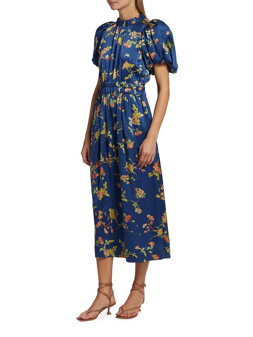 SEA Julian Silk Floral Midi-Dress 5 SEA Julian Silk Floral Midi-Dress - Image 3