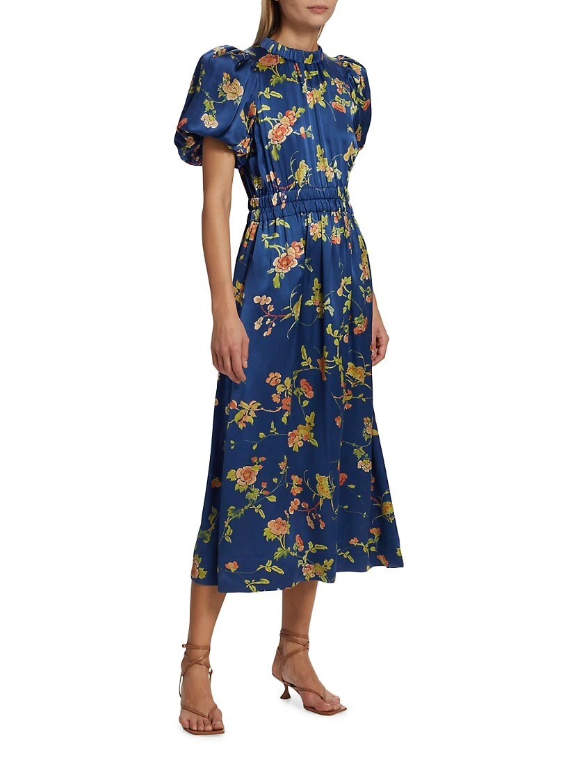 SEA Julian Silk Floral Midi-Dress 6 SEA Julian Silk Floral Midi-Dress - Image 4