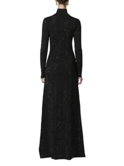 Carolina Herrera Sequined Lace Turtleneck Gown -Cheap Clothing Store 0400019139189 BLACK A2