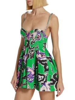 Area Printed Crystal-Embellished Minidress -Cheap Clothing Store 0400019181931 GREENMULTI A2