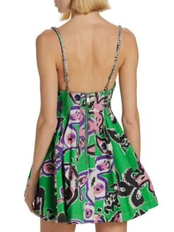 Area Printed Crystal-Embellished Minidress -Cheap Clothing Store 0400019181931 GREENMULTI A3
