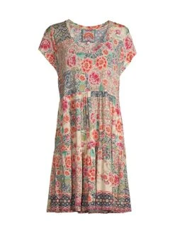 Johnny Was Aztec Floral Jersey Minidress