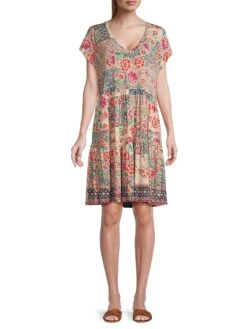 Johnny Was Aztec Floral Jersey Minidress -Cheap Clothing Store 0400019201273 MULTI A1