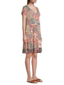 Johnny Was Aztec Floral Jersey Minidress -Cheap Clothing Store 0400019201273 MULTI A2