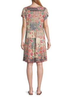 Johnny Was Aztec Floral Jersey Minidress -Cheap Clothing Store 0400019201273 MULTI A3