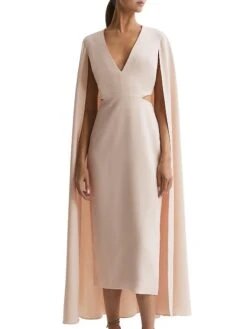 Reiss Kate Cut-Out Cape Midi-Dress -Cheap Clothing Store 0400019316731 BEIGE A1