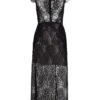 Lace Plunge Midi-Dress -Cheap Clothing Store 0400019346539 BLACK