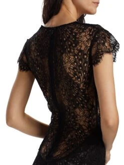 Lace Plunge Midi-Dress -Cheap Clothing Store 0400019346539 BLACK A5
