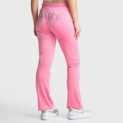 Women's Juicy Couture OG Big Bling Velour Track Pants Hot Hot - 11001076 676