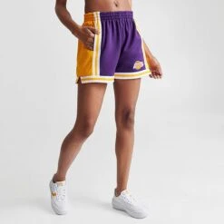 Women's Mitchell & Ness Los Angeles Lakers NBA Swingman Shorts Purple - 8123LALP PUR -Cheap Clothing Store 8123LALP PUR M3