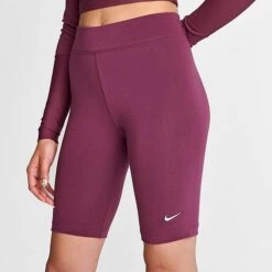 Women's Nike Sportswear Essential Mid-Rise 10 Inch Bike Shorts Rosewood - CZ8526 653 -Cheap Clothing Store CZ8526 653 M5