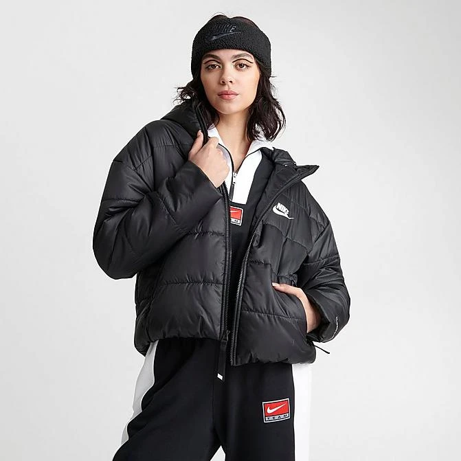 Women's Nike Sportswear Therma-FIT Repel Hooded Classic Puffer Jacket Black/Black/White - DJ6995 010 3 Women's Nike Sportswear Therma-FIT Repel Hooded Classic Puffer Jacket Black/Black/White - DJ6995 010