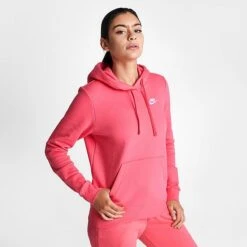 Women's Nike Sportswear Club Fleece Pullover Hoodie Sea Coral - DQ5793 894 -Cheap Clothing Store DQ5793 894 M3