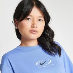 Women's Nike Sportswear Swoosh Life Graphic T-Shirt Polar Ice - FN7722 450 -Cheap Clothing Store FN7722 450 M5
