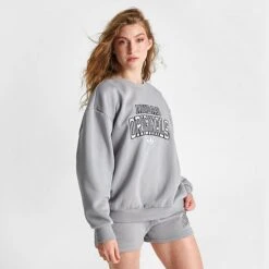 Women's Adidas Originals BF Varsity Crewneck Sweatshirt Solid Grey - IN7108 020 -Cheap Clothing Store IN7108 020 M3