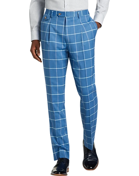 Tayion Classic Fit Suit Separates Pants, Blue & Cream Windowpane 3 Tayion Classic Fit Suit Separates Pants, Blue & Cream Windowpane