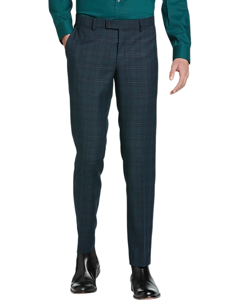 Egara Skinny Fit Suit Separates Pant, Teal Plaid 3 Egara Skinny Fit Suit Separates Pant, Teal Plaid