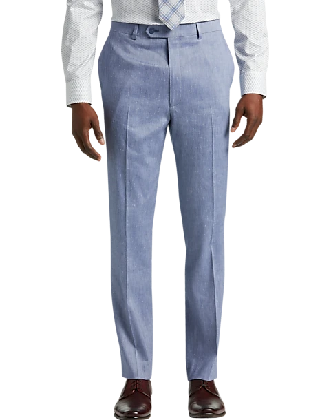 Calvin Klein Slim Fit Suit Separates Linen-Blend Pants, Light Blue 3 Calvin Klein Slim Fit Suit Separates Linen-Blend Pants, Light Blue