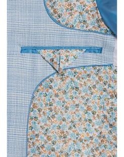 Egara Skinny Fit Suit Separates Coat, Light Blue Plaid -Cheap Clothing Store MW40 3XGM 15 EGARA ORANGE LT BLUE PLAID ALT2