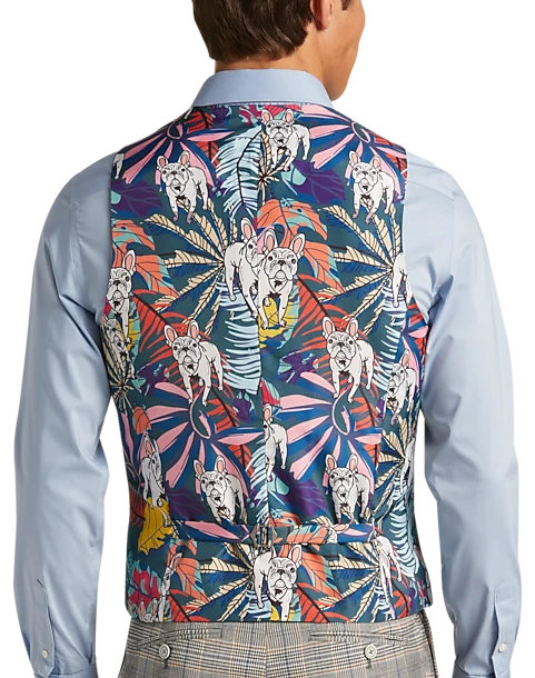 Paisley & Gray Slim Fit Suit Separates Vest, Slate Blue Check 4 Paisley & Gray Slim Fit Suit Separates Vest, Slate Blue Check - Image 2