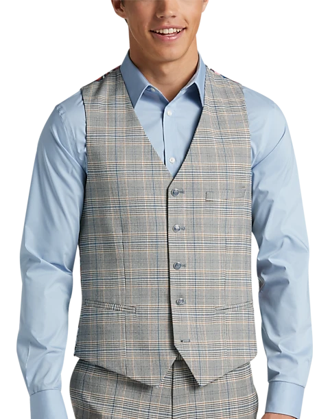 Paisley & Gray Slim Fit Suit Separates Vest, Slate Blue Check 3 Paisley & Gray Slim Fit Suit Separates Vest, Slate Blue Check
